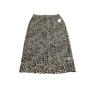 Liz Claiborne Leopard Print Midi Skirt Size 10 Neutral Animal Pattern